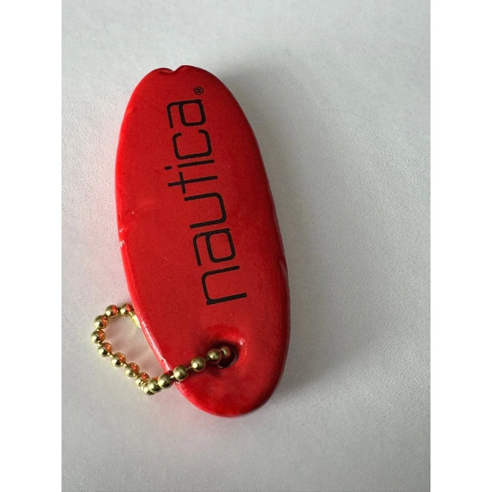 Nautica Vintage Floating Keychain Orange Red Foam Boating Water Sports Ring Logo